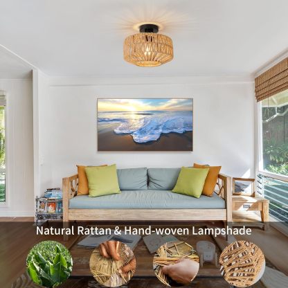 Boho Rope Ceiling Light Fixture For Living Room