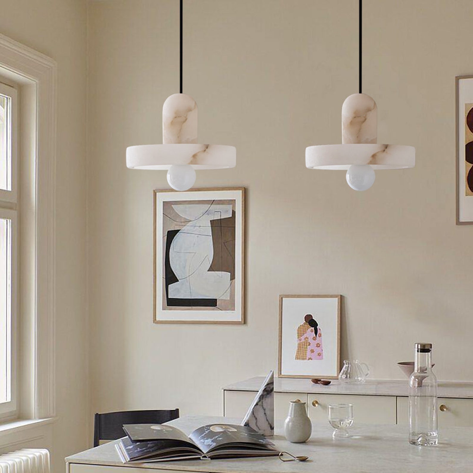 Marble Modern White Pendant Light For Living Room