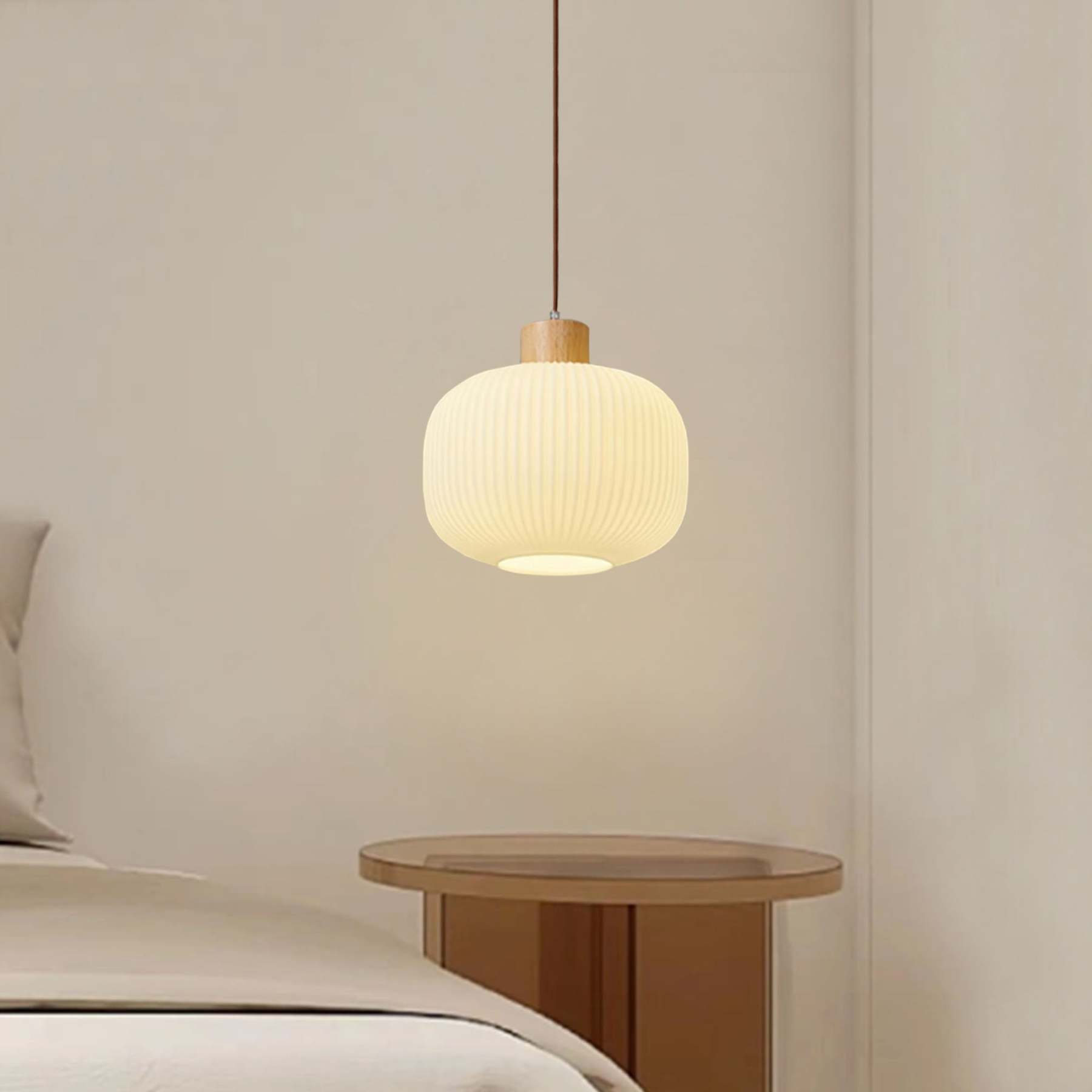 Nordic White Lantern Glass Pendant Lamp -Homdiy