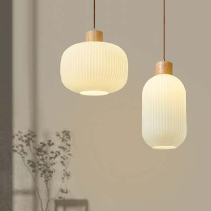Nordic White Lantern Glass Pendant Lamp -Homdiy