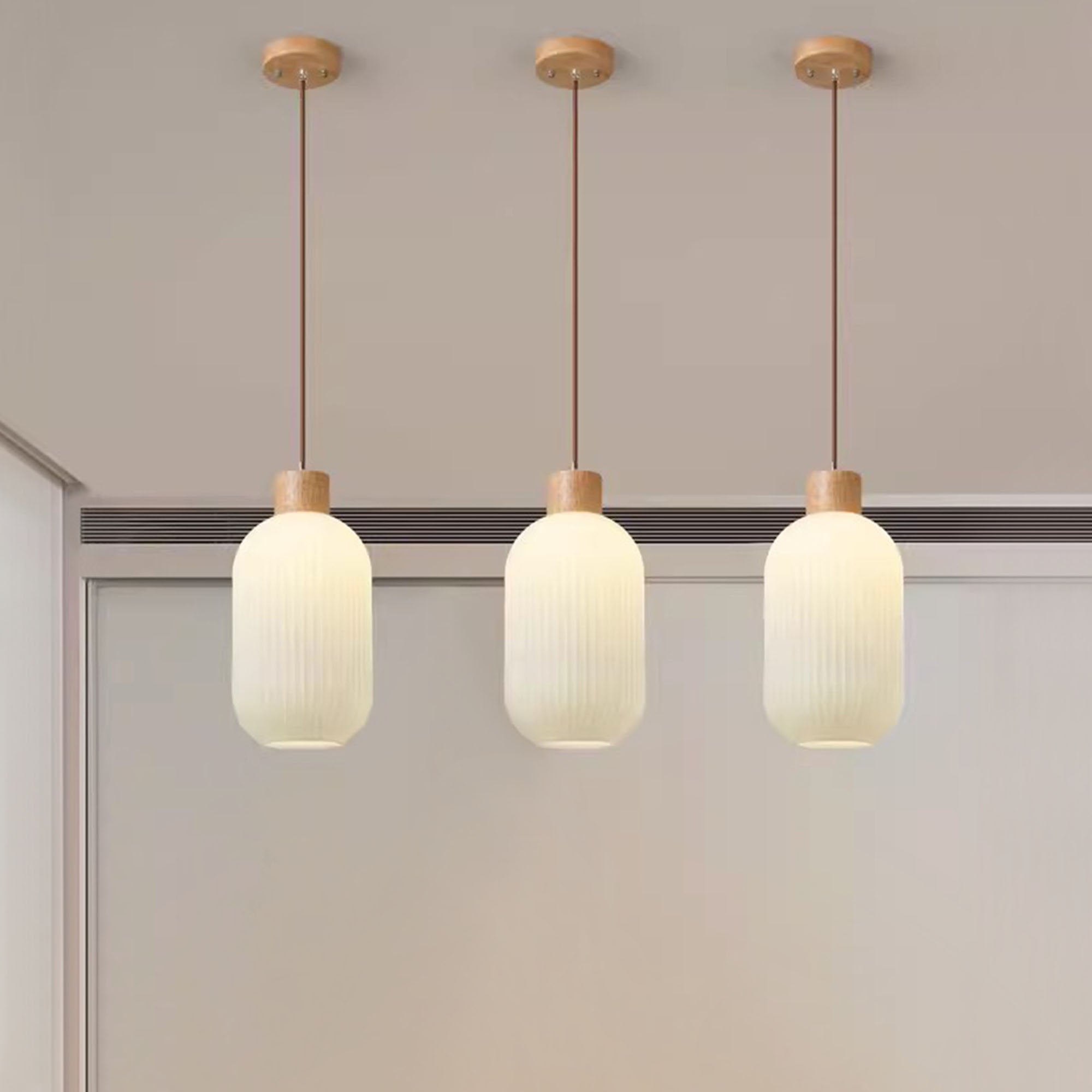 Nordic White Lantern Glass Pendant Lamp -Homdiy