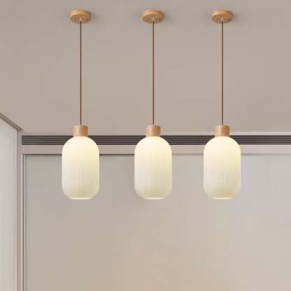 Nordic White Lantern Glass Pendant Lamp -Homdiy