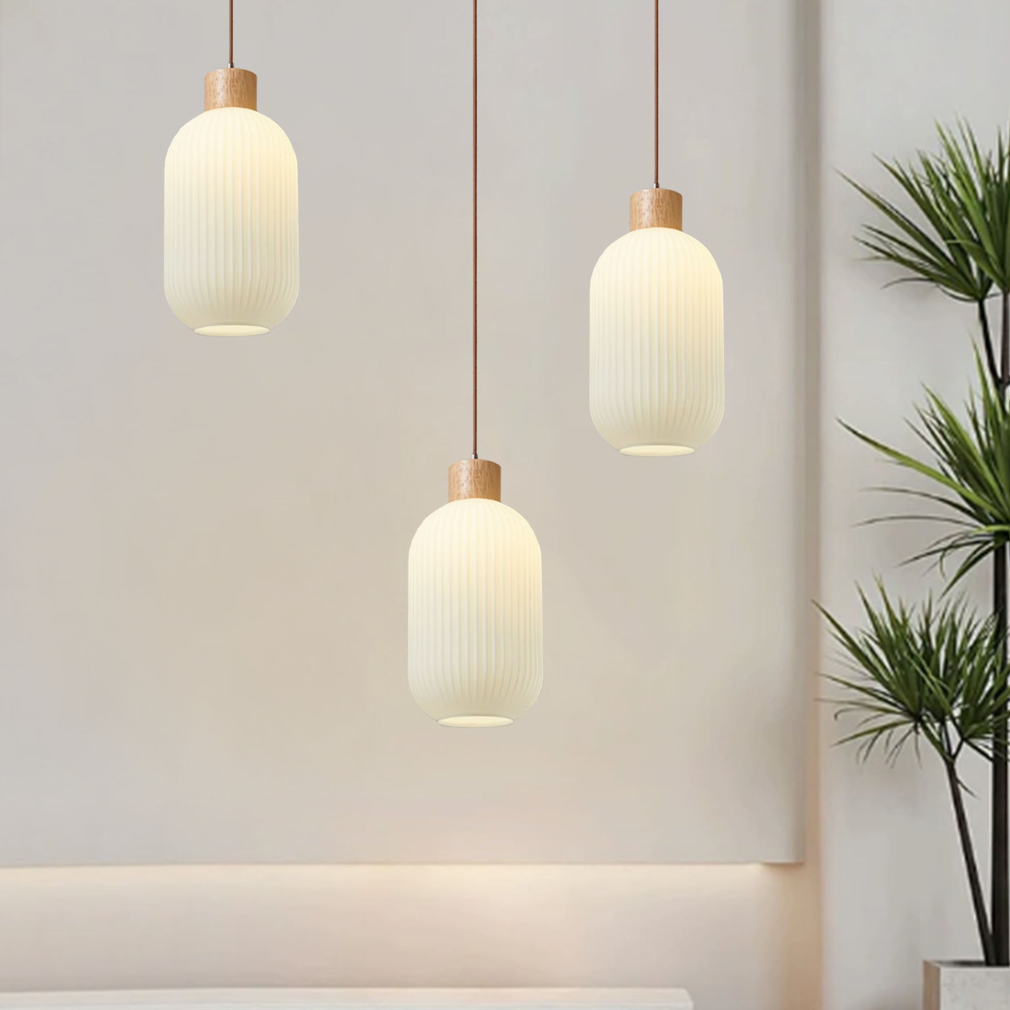 Nordic White Lantern Glass Pendant Lamp -Homdiy