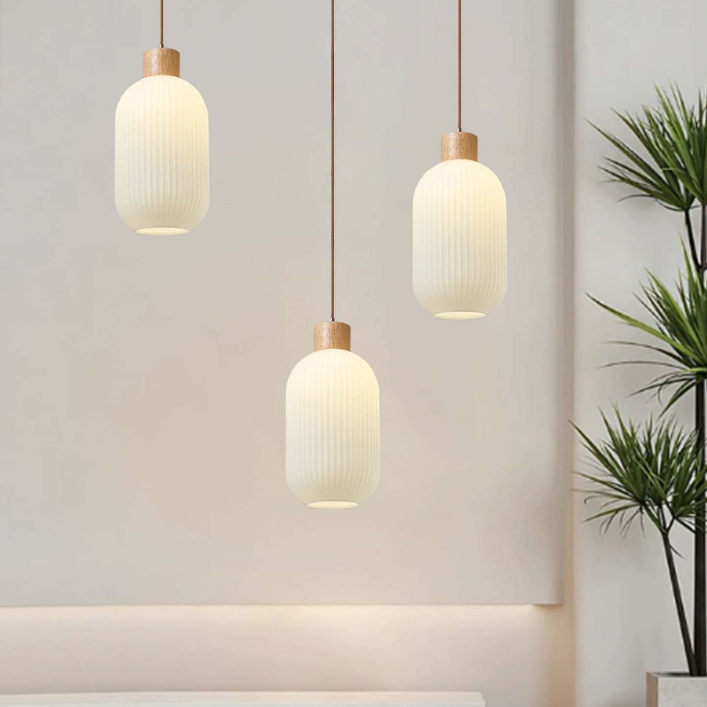 Nordic White Lantern Glass Pendant Lamp -Homdiy