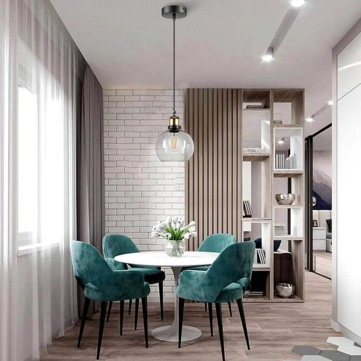 Minimalist Style Black Glass Pendant Light For Kitchen