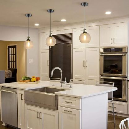 Minimalist Style Black Glass Pendant Light For Kitchen