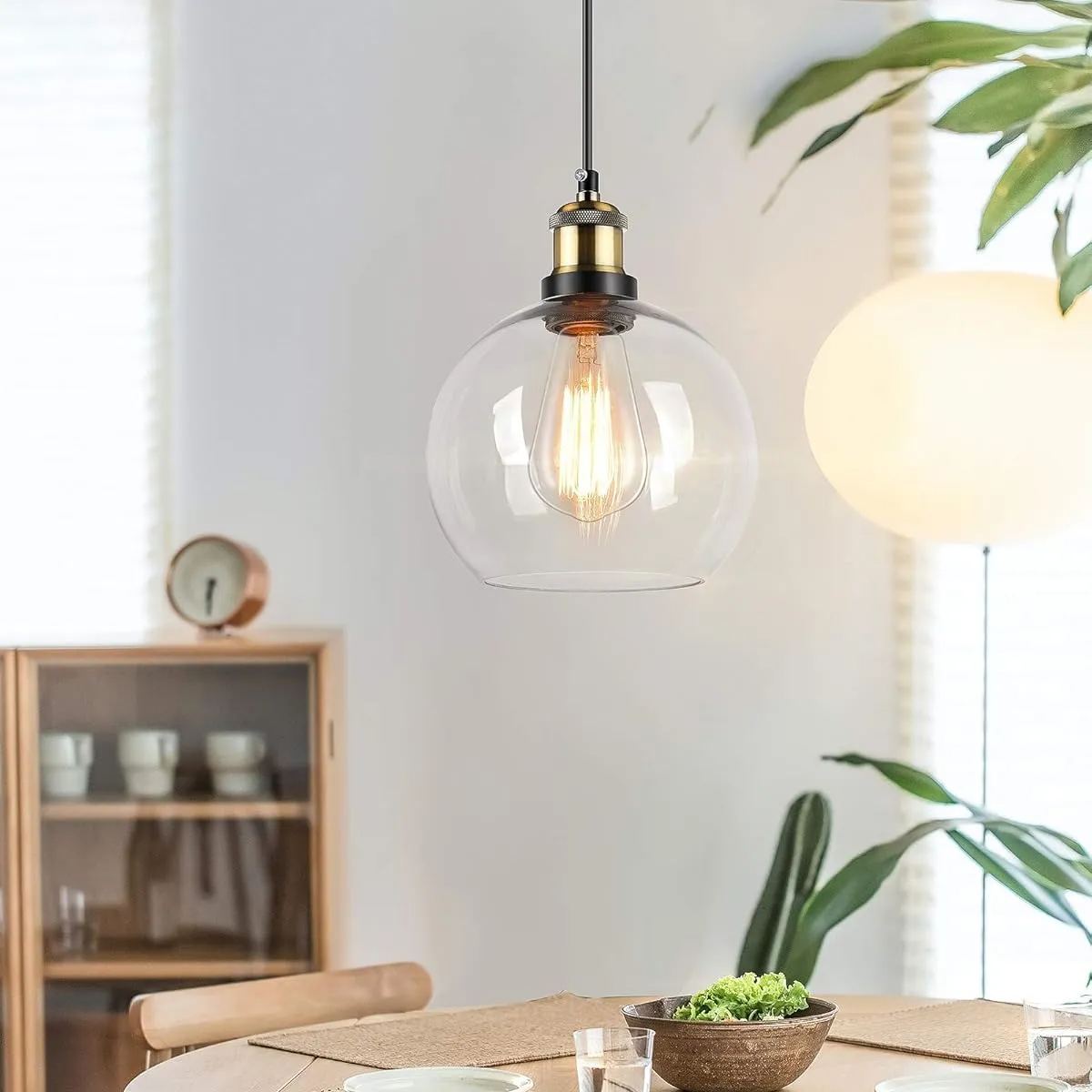Minimalist Style Black Glass Pendant Light For Kitchen