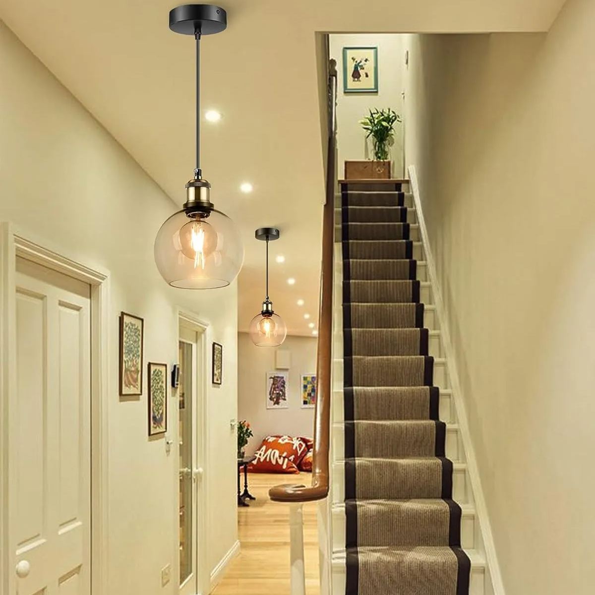 Minimalist Style Black Glass Pendant Light For Kitchen