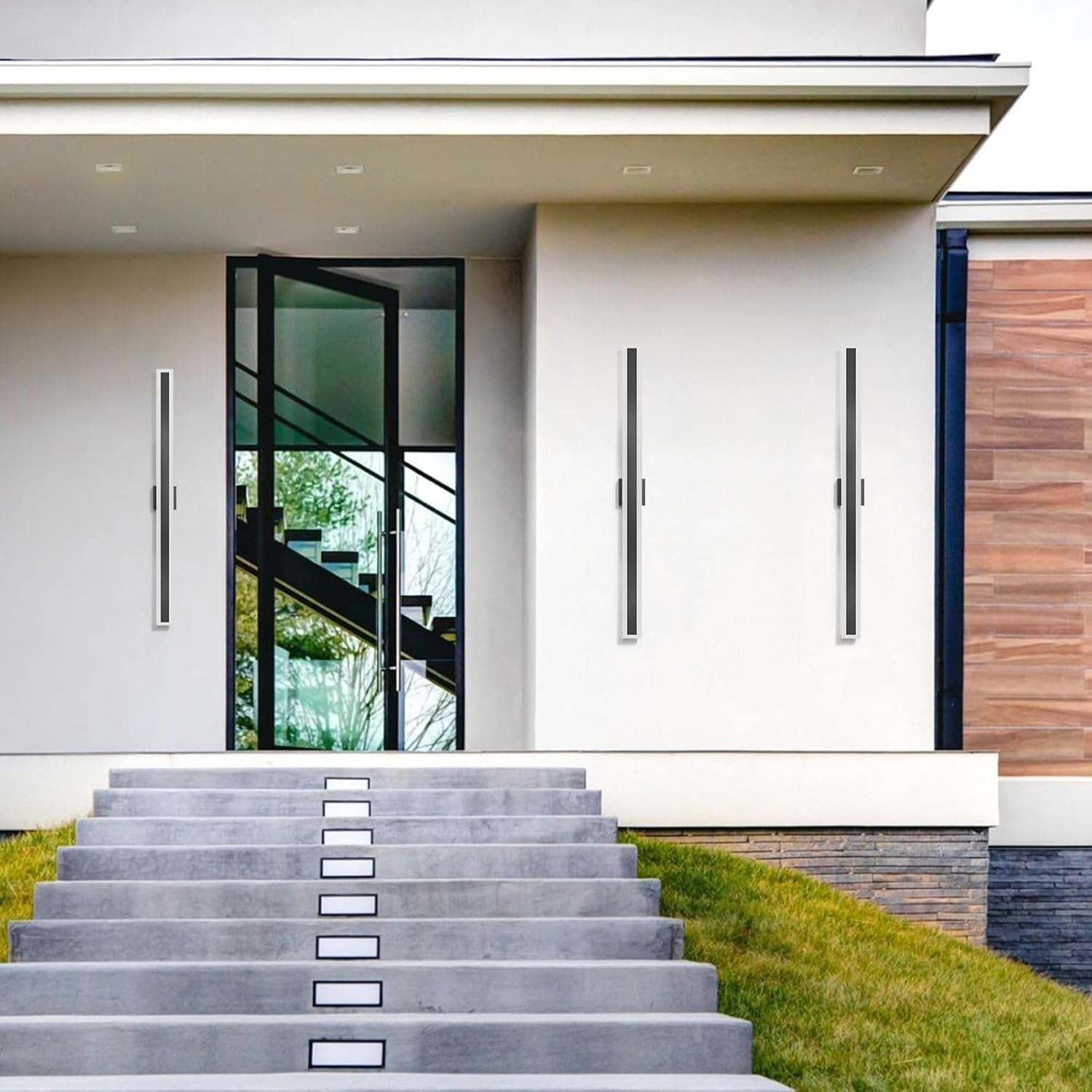 Sleek Architectural Vertical Rectangle Frame Front Door Lights for Luxury House Entrance
