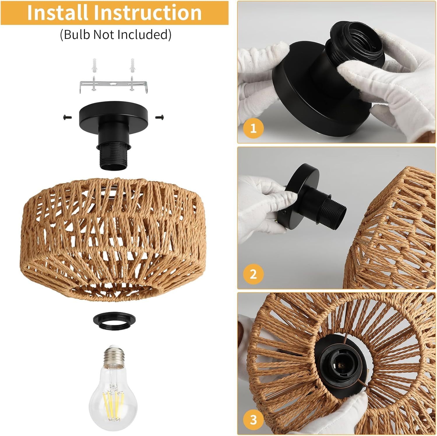 Boho Rope Ceiling Light Fixture For Living Room