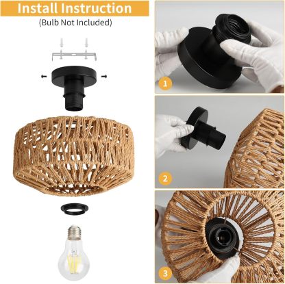 Boho Rope Ceiling Light Fixture For Living Room