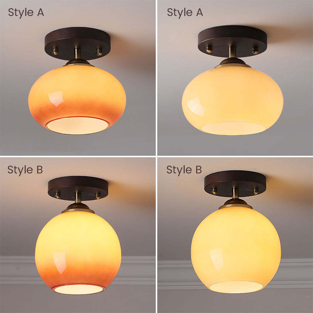 Vintage Orange Round Ceiling Bedroom Lighting
