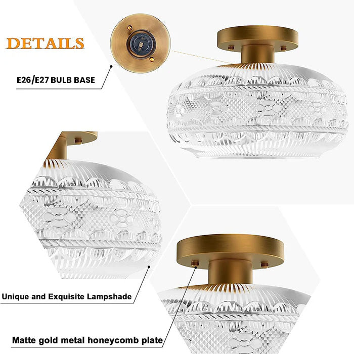 Luxury Metal Glass Round Ceiling Light