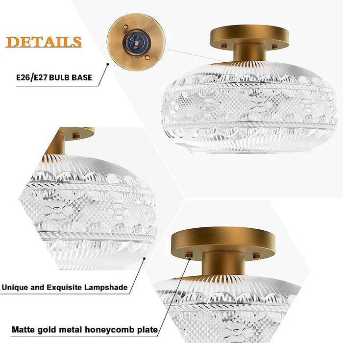 Luxury Metal Glass Round Ceiling Light