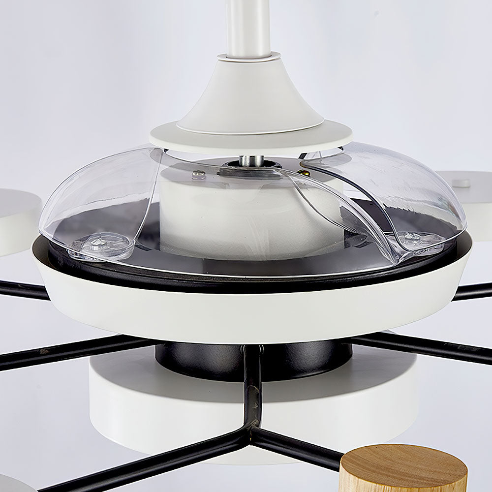 Round Metal Led Ceiling Fan Light For Bedroom