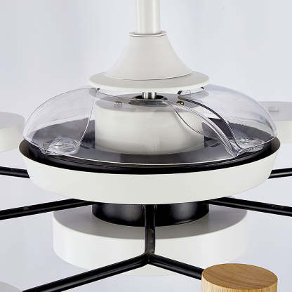 Round Metal Led Ceiling Fan Light For Bedroom