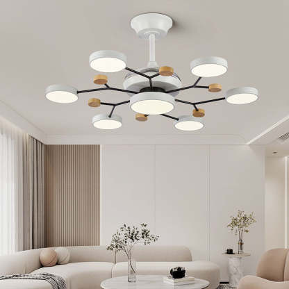 Round Metal Led Ceiling Fan Light For Bedroom