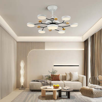 Round Metal Led Ceiling Fan Light For Bedroom