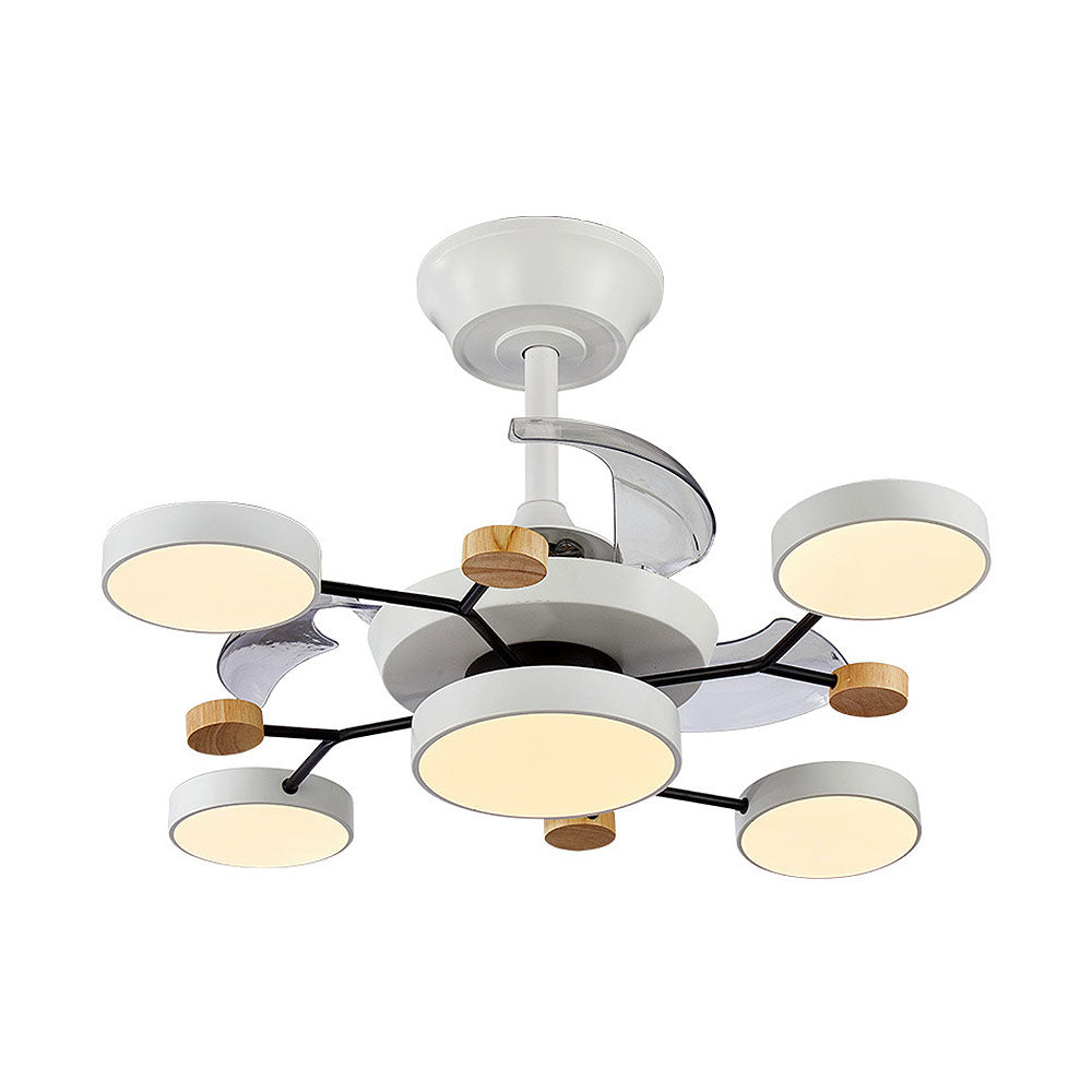 Round Metal Led Ceiling Fan Light For Bedroom