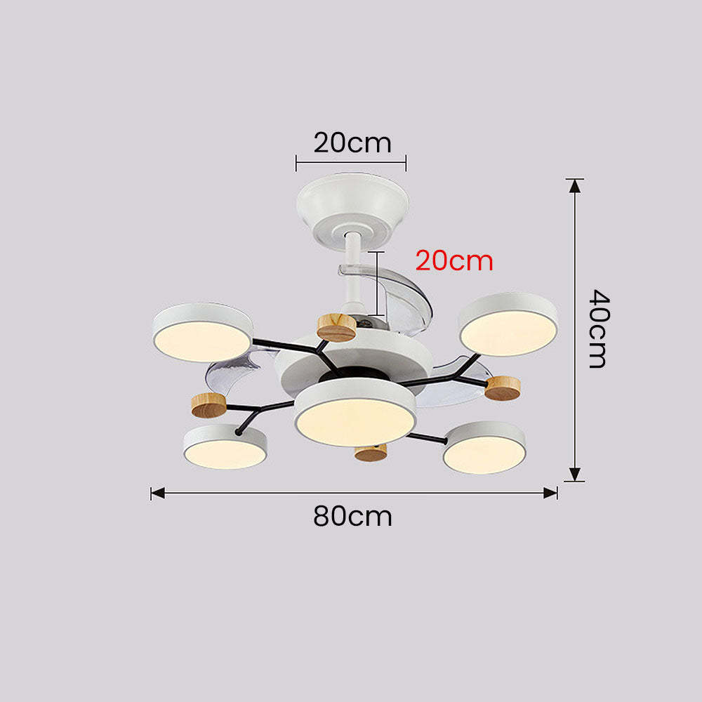 Round Metal Led Ceiling Fan Light For Bedroom