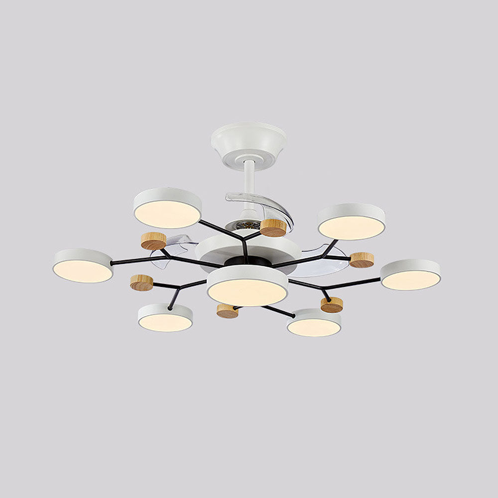 Round Metal Led Ceiling Fan Light For Bedroom