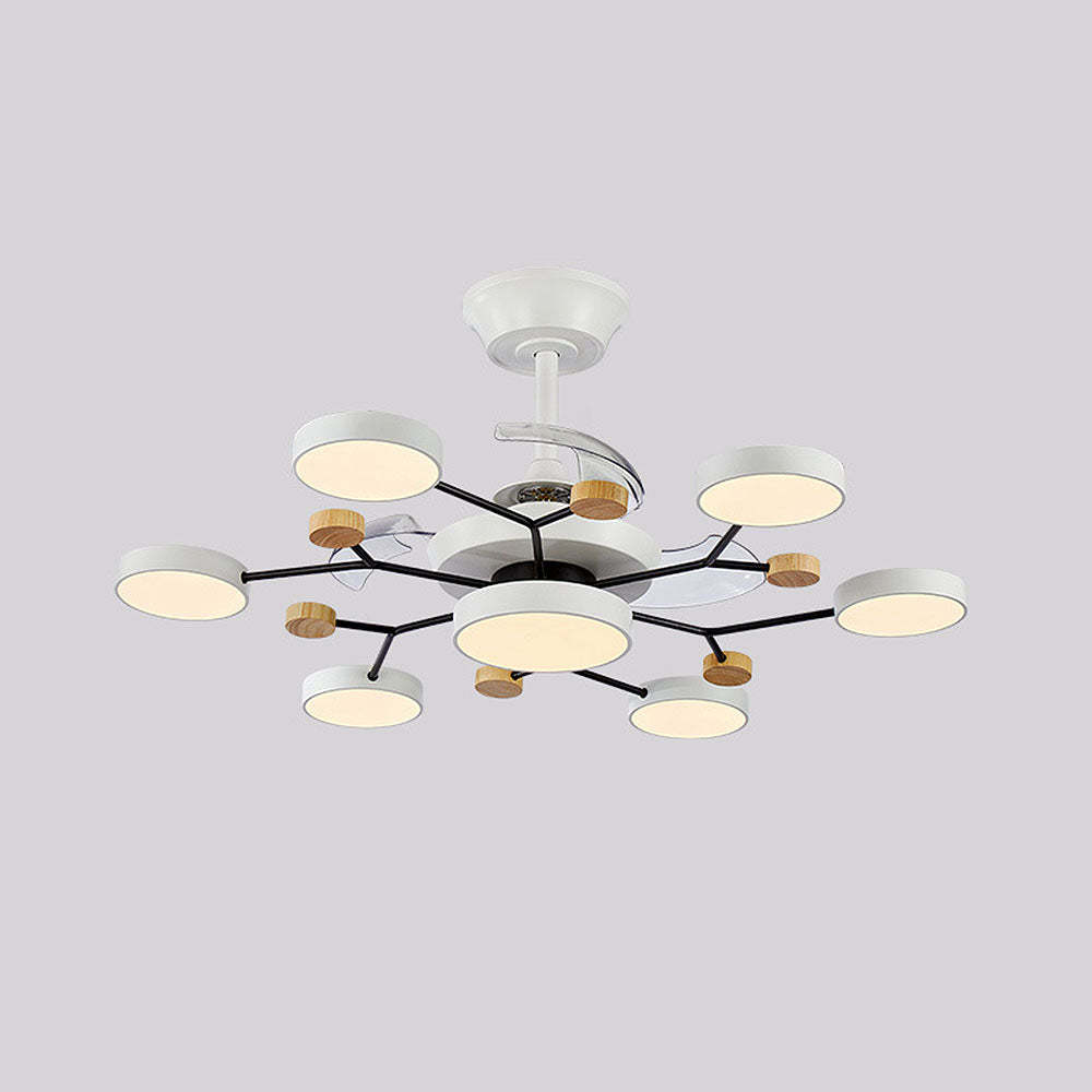 Round Metal Led Ceiling Fan Light For Bedroom