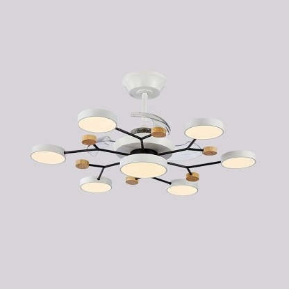 Round Metal Led Ceiling Fan Light For Bedroom