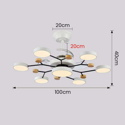 Round Metal Led Ceiling Fan Light For Bedroom