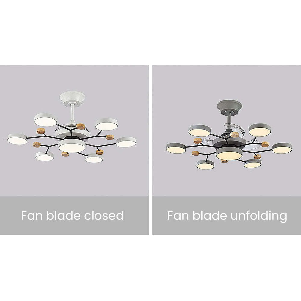 Round Metal Led Ceiling Fan Light For Bedroom