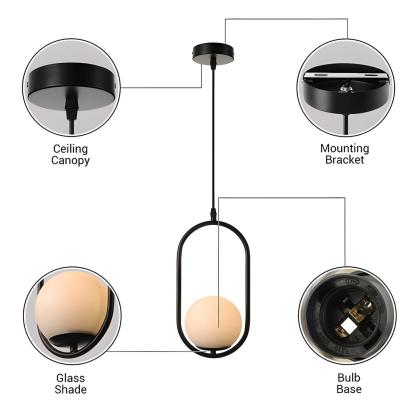 Modern Decor Globe Glass Pendant Lighting For Bedroom
