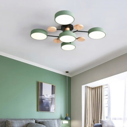 Contemporary Multi-Head Round Iron LED Semi-Flush Chandelier