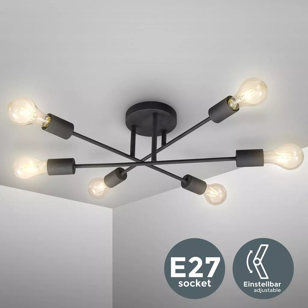 Industrial Black Iron Living Room Semi Flush Ceiling Lights