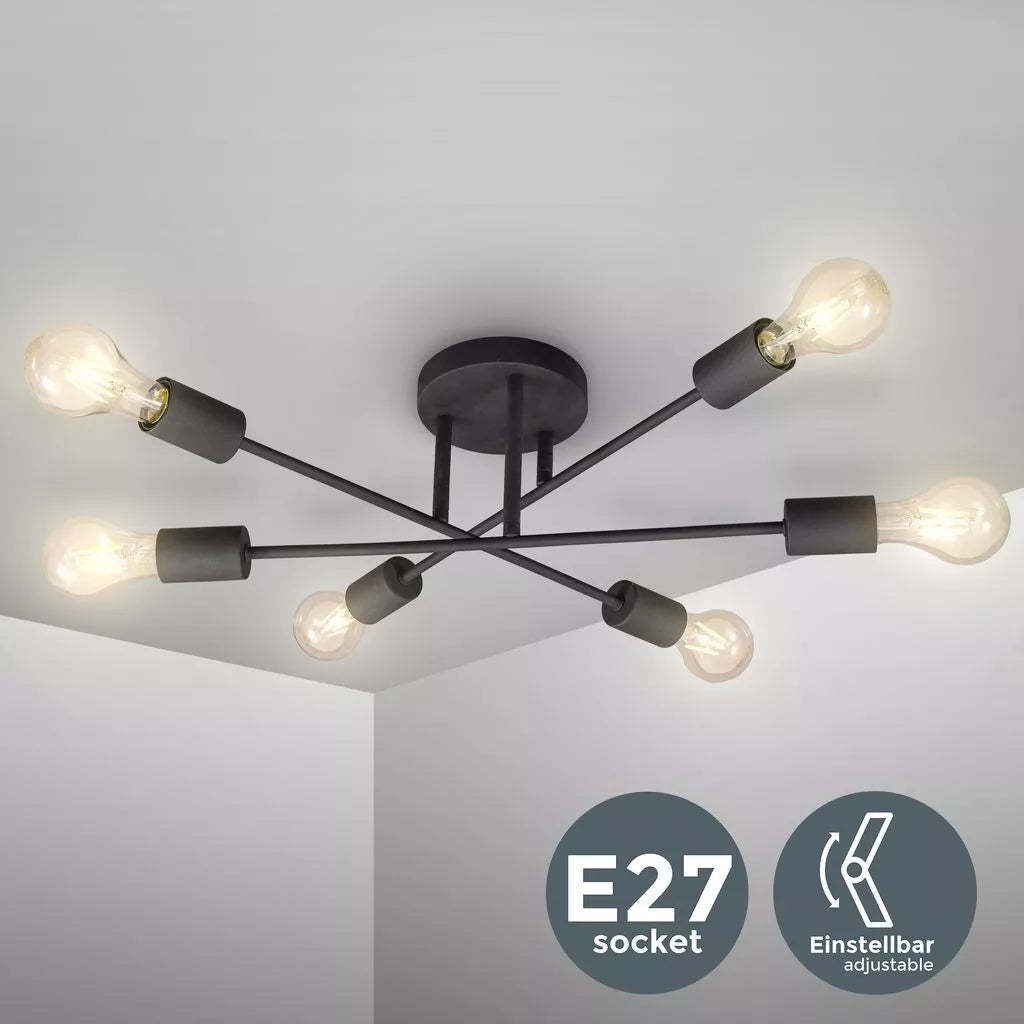 Industrial Black Iron Living Room Semi Flush Ceiling Lights