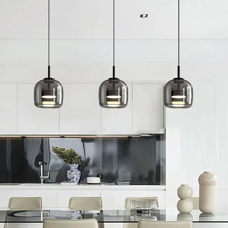 Modern Simple Glass Bowl Led Kitchen Pendant Light