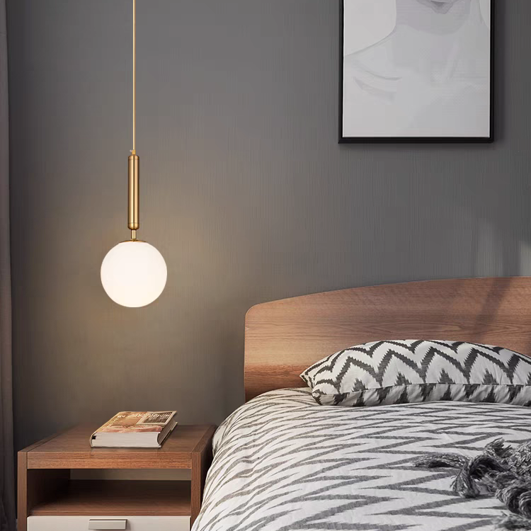  Simple Glass Bedside Pendant Light