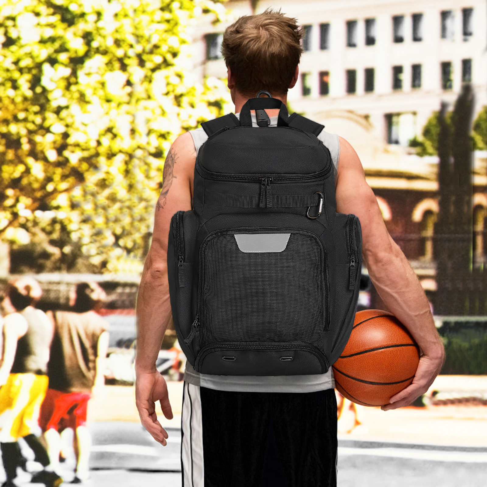 Basketball Backpack Large Sports Bag, Gym Bag with Ball Compartment and Shoe Compartment to Store Sports Shoes Water Bottles Lap