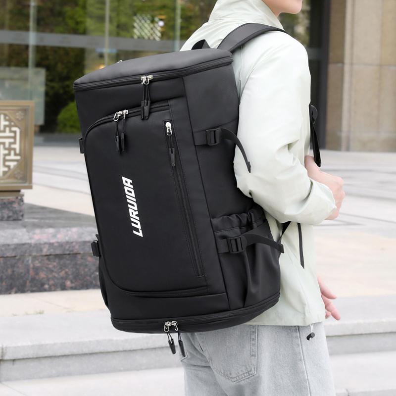 Unisex Large Opening Backpack with Independent Shoe Compartment Multi-pocket Casual Outdoor Sports Basketball Shoulders Bag