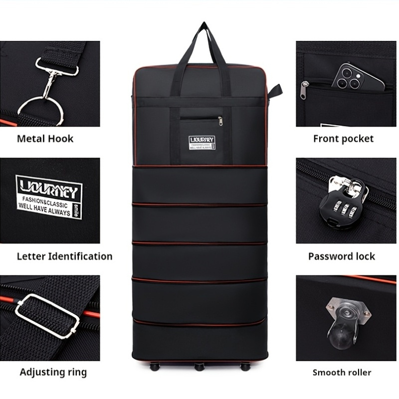 Folding Travel Bag Big Luggage Swivel Wheel Storage Box 158 Air Checked Carry on Large Capacity Telescopic Luggage Bag