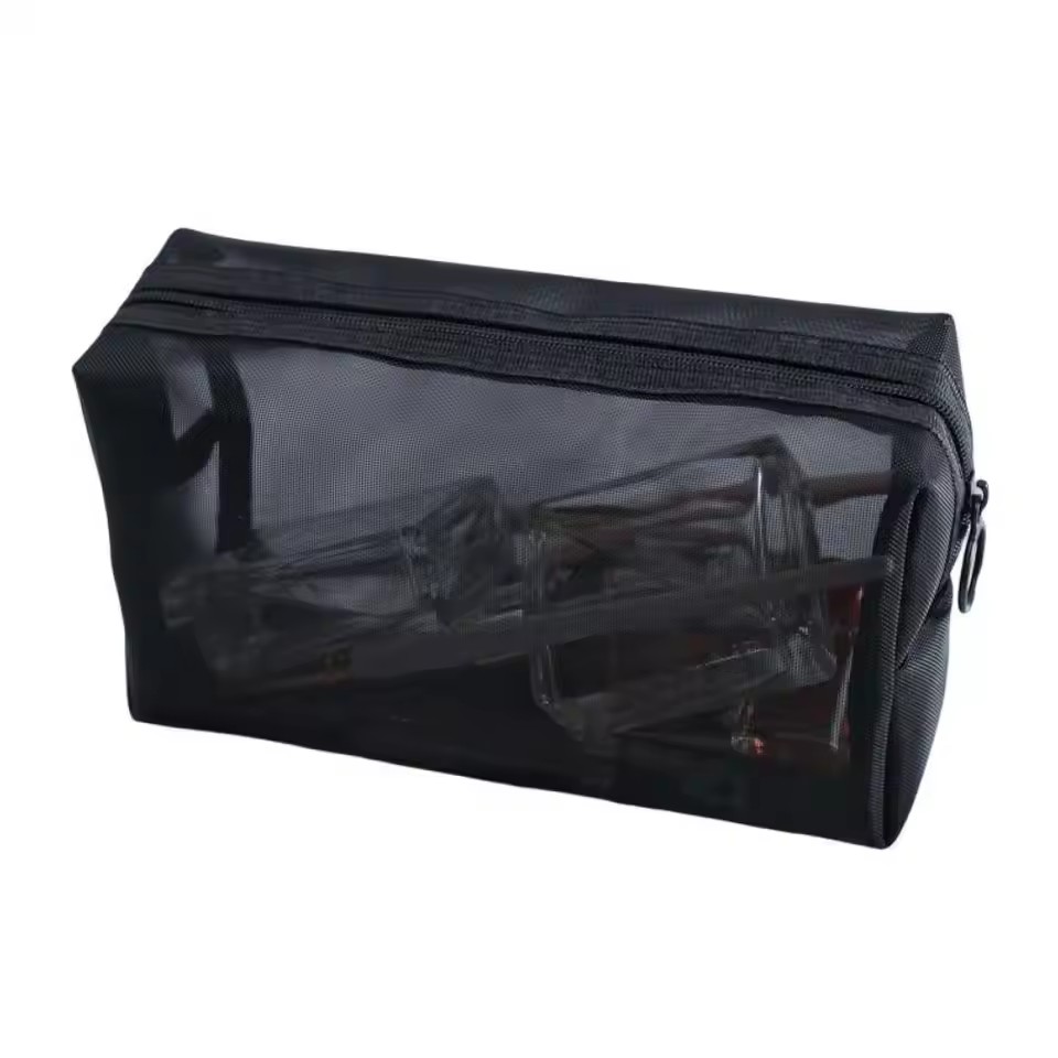 Foldable Transparent Washable Toiletry Bag Breathable Large Capacity Storage Mesh Travel Zipper Makeup Bag For Trip