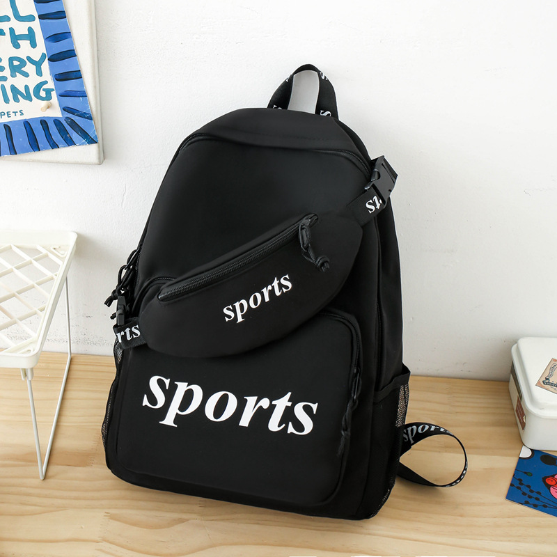 Student backpack Back Two-piece Backpack Large Capacity Fashion Double Back Girl Student Travel Bag