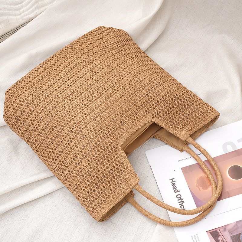 Casual Woven Forest Tote Bag Summer Beach Straw Bag One-shoulder Armpit Tote Bag