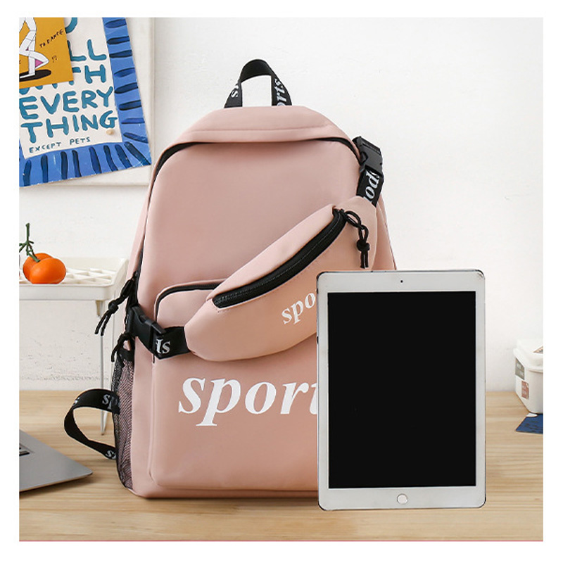 Student backpack Back Two-piece Backpack Large Capacity Fashion Double Back Girl Student Travel Bag