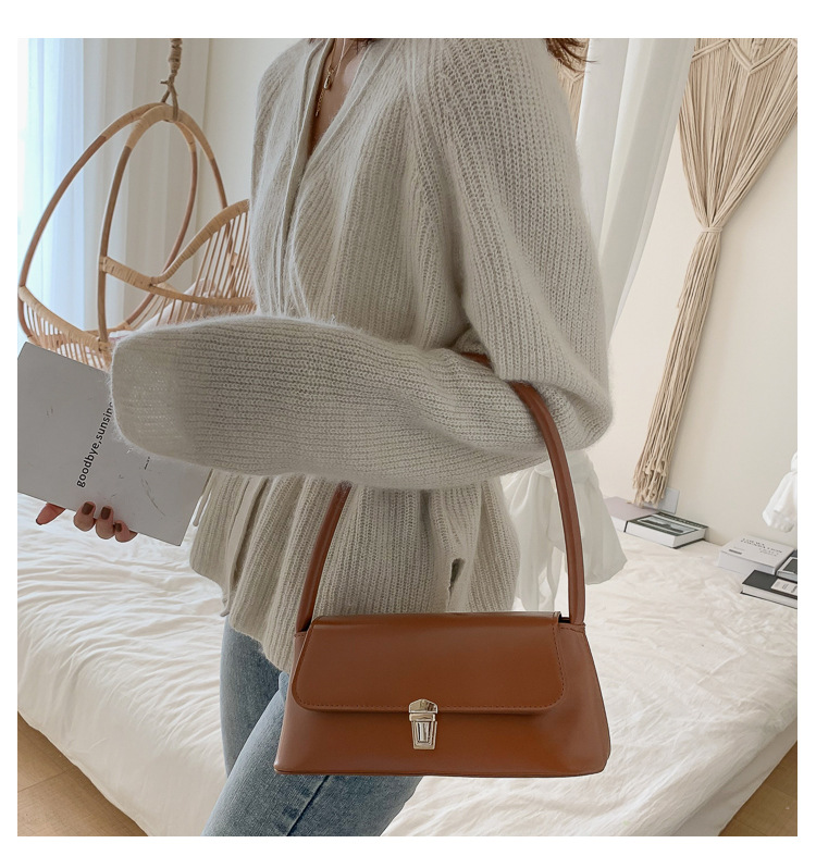 Women's Shoulder Bag Handbag Retro Underarm Bag Fashion Simple Solid Color New Hand Shoulder Bag