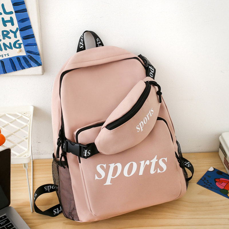 Student backpack Back Two-piece Backpack Large Capacity Fashion Double Back Girl Student Travel Bag