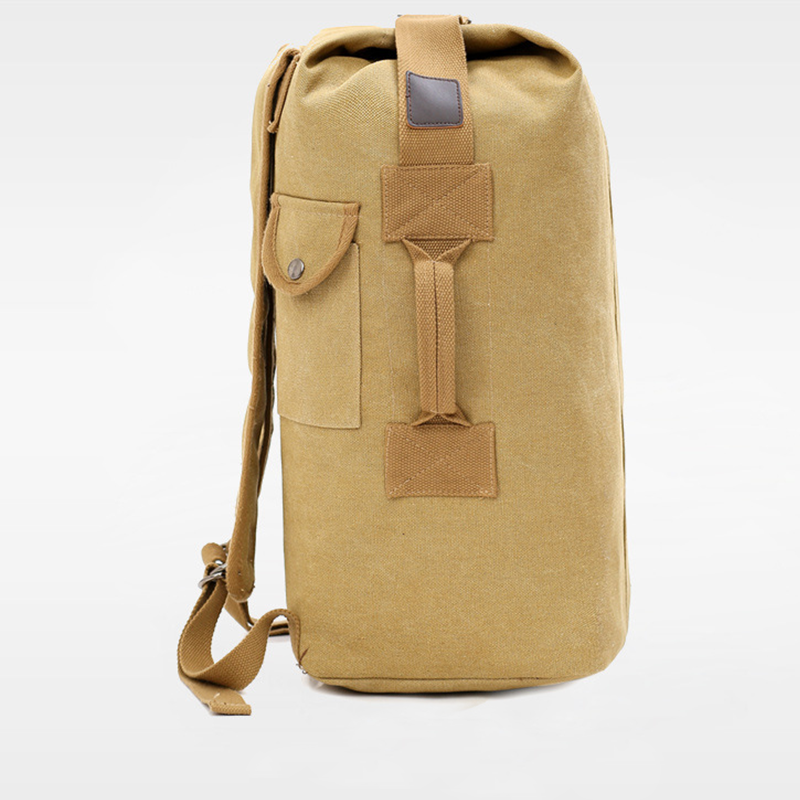 Rilibegan Canvas Backpack Men's Outdoor Travel Bucket Bag Hiking Backpacks Men's and Women's Large Carry-on Bags