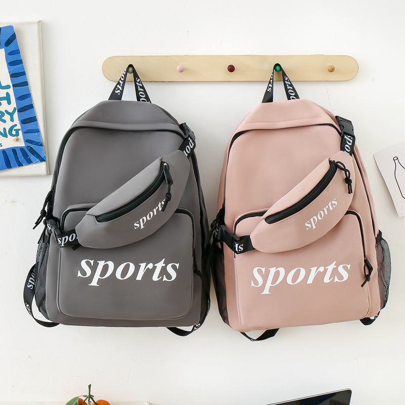 Student backpack Back Two-piece Backpack Large Capacity Fashion Double Back Girl Student Travel Bag