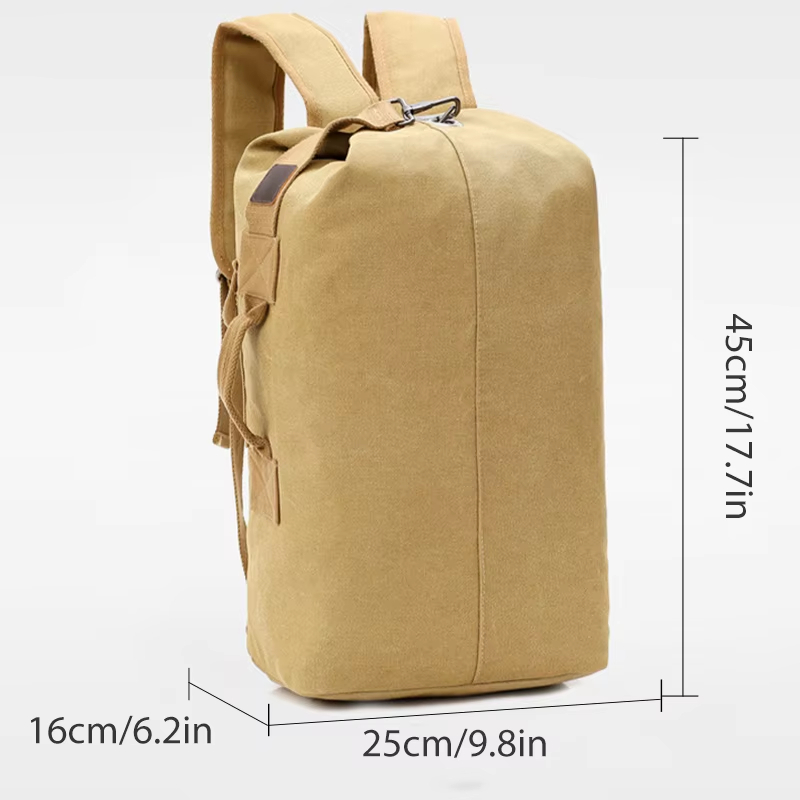 Rilibegan Canvas Backpack Men's Outdoor Travel Bucket Bag Hiking Backpacks Men's and Women's Large Carry-on Bags