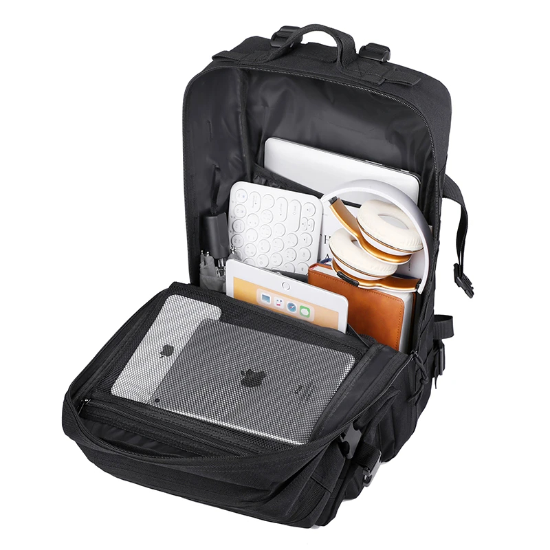 Men Backpack 45L 3P Soft Back Outdoor Waterproof Canvas Backpack Hiking Camping Hunting Bag