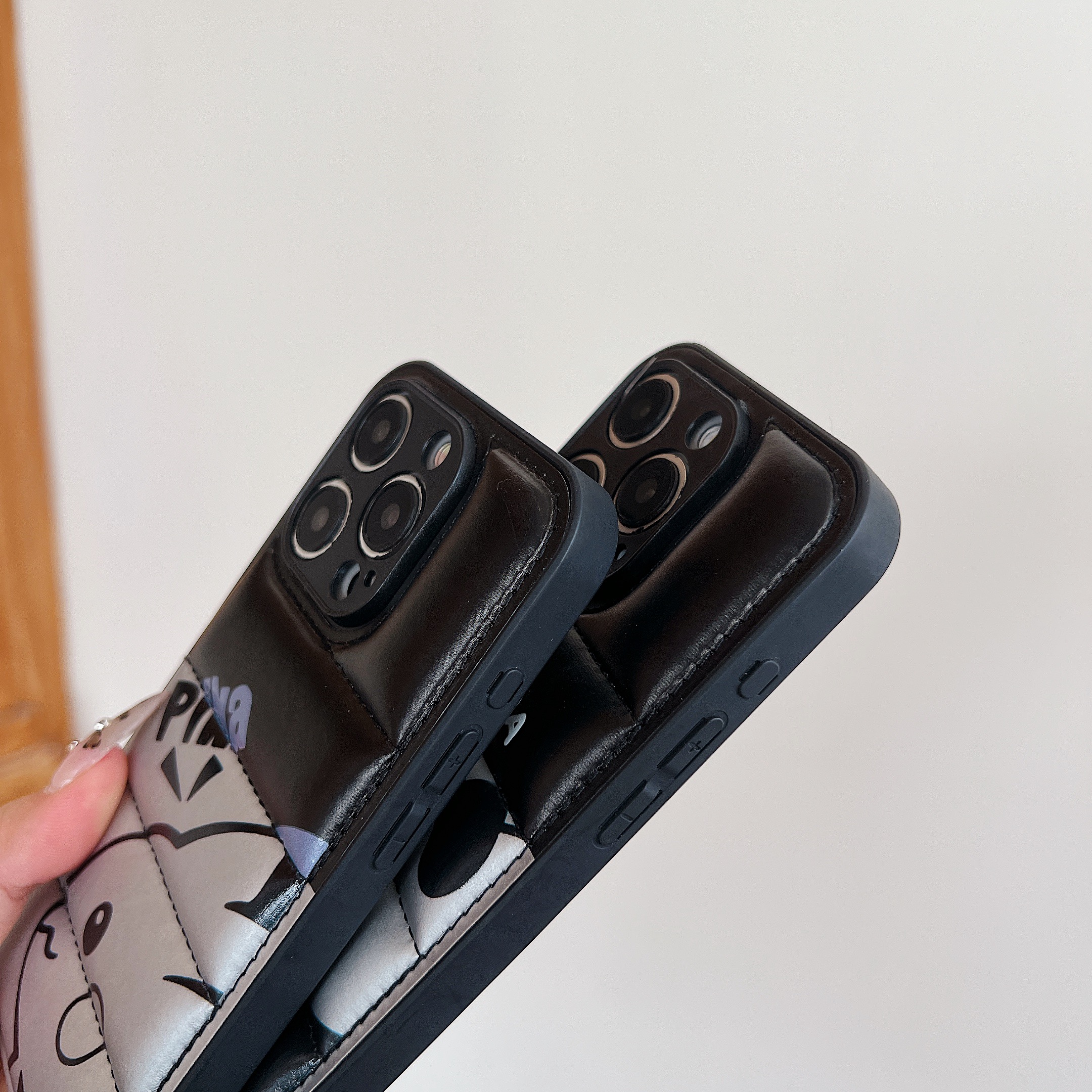 Panda Puffer Phone Case For iPhone Black-XMK251459