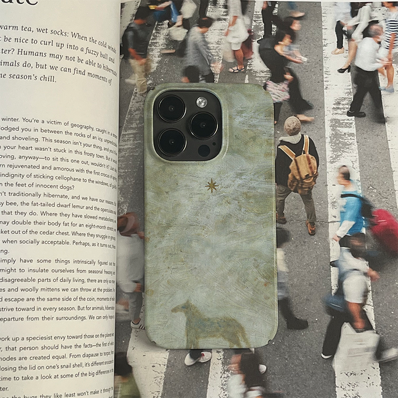 Retro Oil Painting Phone Case For iPhone Green-FGY250429